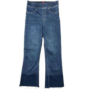 Spanx Cropped Flare Raw Hem High Rise Contouring Dip Dye Pull On Jeans Size: S/P